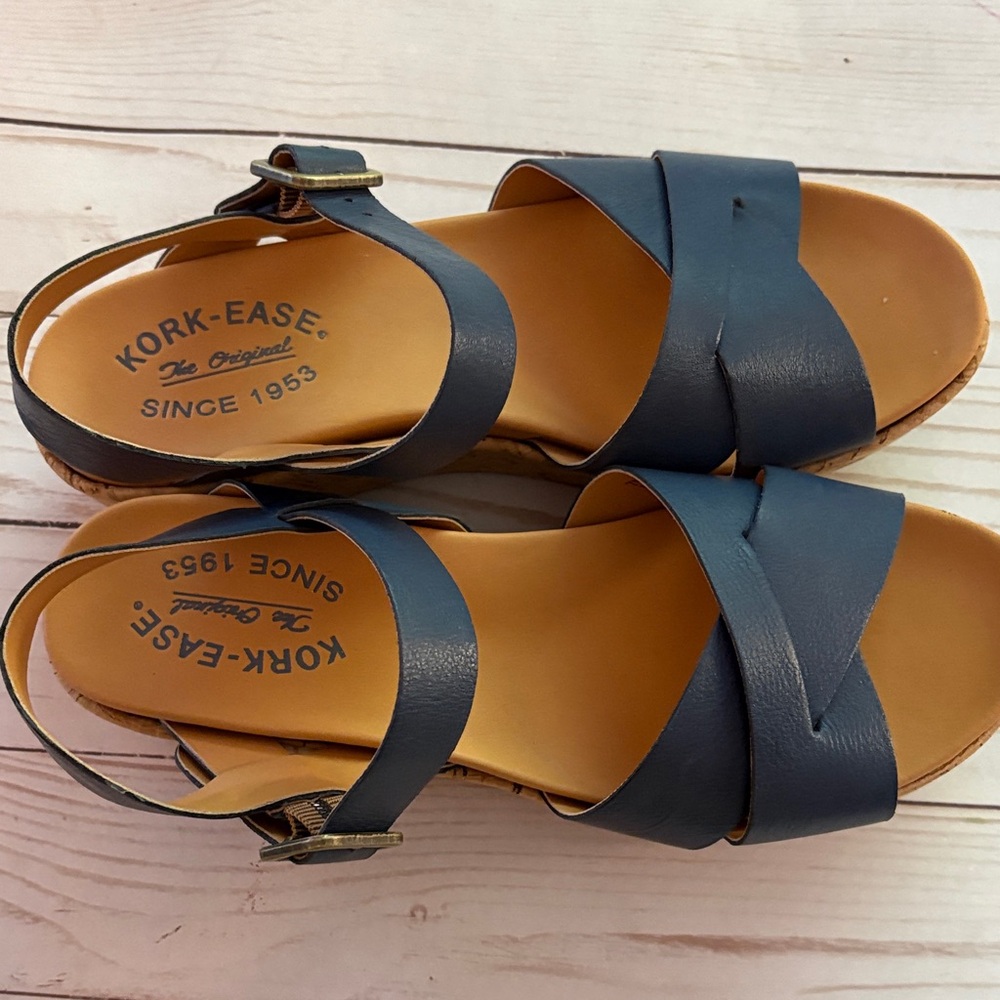 Kork-Ease Women's Platform Dark Blue Sandals size 7B - these are LIKE NEW - Picture 2 of 6